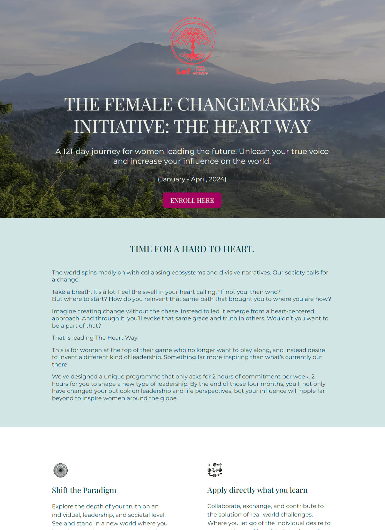 tte female changemakers initiative landing page screenshot